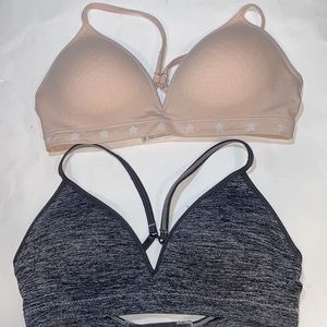 2 Wonder Nation's Girls T-Shirt Seamless Bra V-neck 1 pink 1 gray Size 34